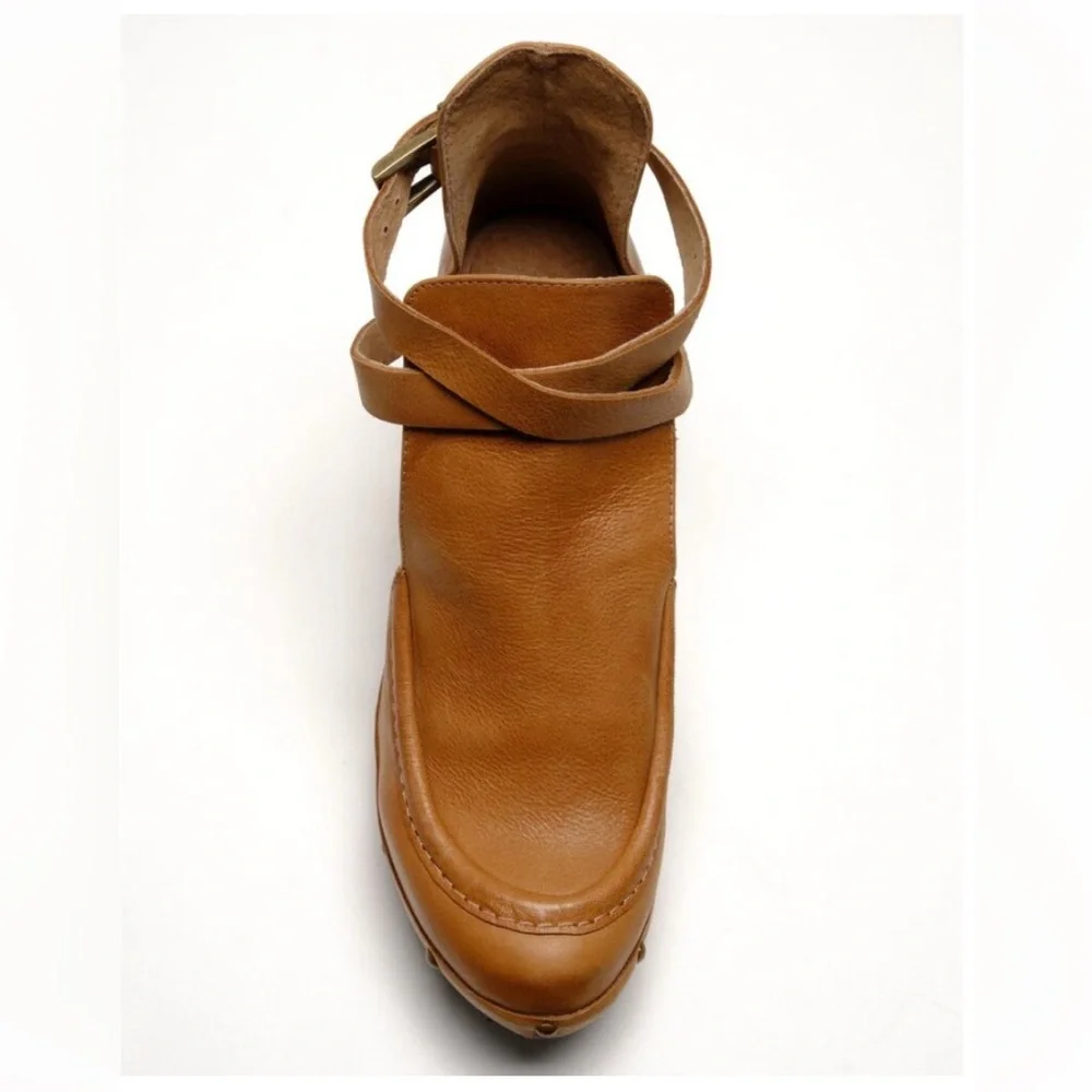 Free People Brown Leather Platform Clog Mules - Picture 8 of 11